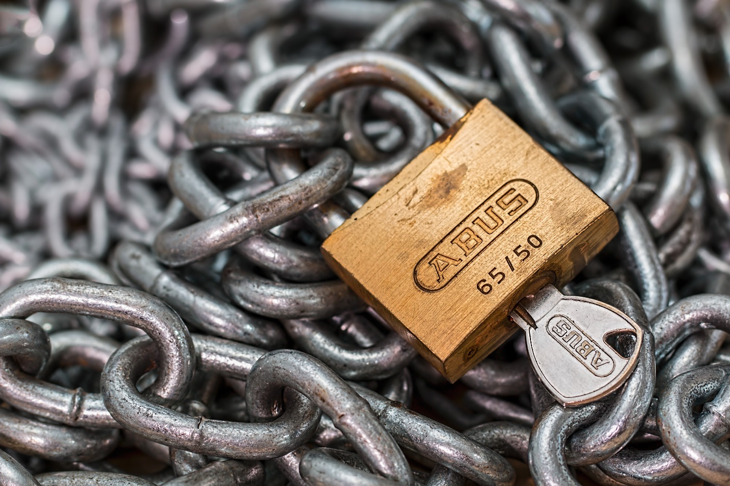 Free Gold-colored Abus Padlock With Key Stock Photo